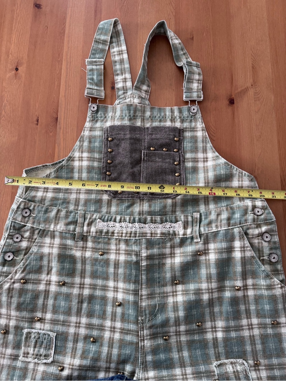 POL Patchwork Plaid Overalls Size L - Picture 7 of 13